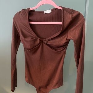 Brown Long Sleeve Women's Bodysuit
